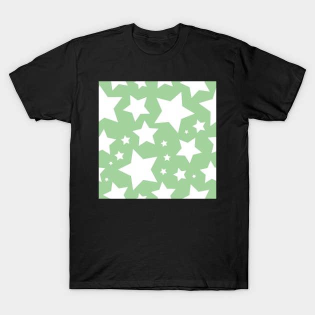 White star print on light green T-Shirt by bettyretro